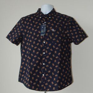 NWT MEN's PENGUIN ORIGINAL Dancing Man Print BUTTON DOWN SHIRT DRK SAPPHIRE